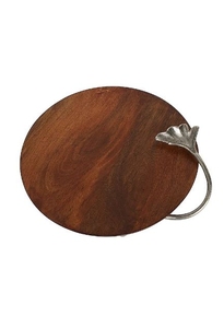 Plato redondo de madera más vendido con mango de hoja de metal para restaurante Hotel hogar boda a bajo precio - Product Image 4