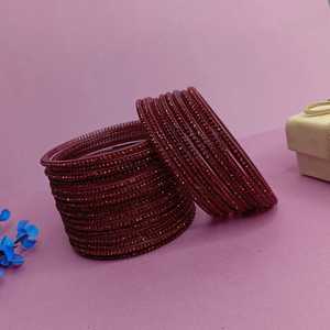 Joyería de fabricación india, brazalete de cristal texturizado liso tradicional Clásico, brazalete de Boda nupcial, conjunto de joyería india, granate - Product Image 2