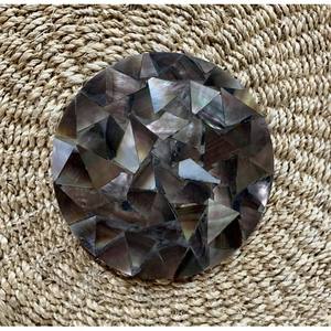 Sous-verres en nacre sous-verres ronds en soie et brillance incrustation en nacre incrustation d'os de couleur personnalisée - Product Image 2