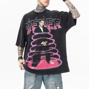 T-shirt personnalisé 100% coton sérigraphié de haute qualité été hommes lavage à l'acide t-shirt vintage graphique lourd T-shirt - Product Image 6