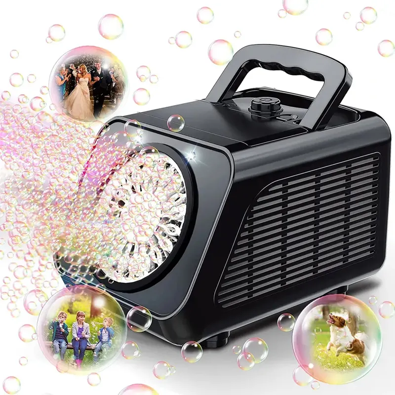 Portable Outdoor Summer Toy Water Bubble Maker Automatic Blower B/O Light Up Indoor Party Stage Bubble Machine For Kids