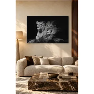 Impression sur toile Fida Lioness et Lion sur rocher - Product Image 1