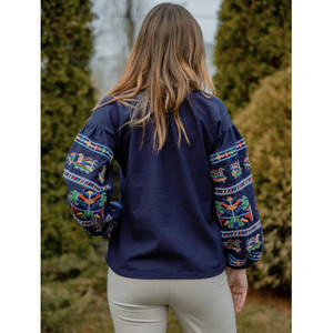 เสื้อเบลาส์แขนยาวของผู้หญิงเสื้อทำงานปักสีทึบลำลอง100% คุณภาพสูง - Product Image 3