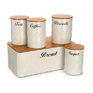 Boîte métallique enduite de poudre noire ustensiles de cuisine ensemble fait à la main de quatre boîtes de rangement design dernière arrivée conteneur abordable - Product Image 3