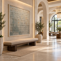 Art mural peint à la main, toile abstraite texturée beige, design linéaire minimaliste, décoration moderne pour salon, hôtel, intérieur