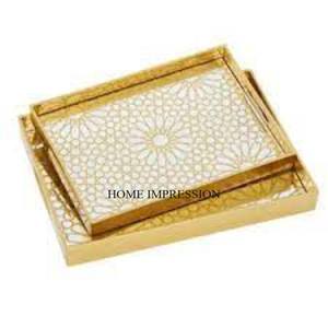 100% forme ronde en bois avec des lettres arabes découpe au laser attrayant centre de table design chocolats plateau de service - Product Image 4