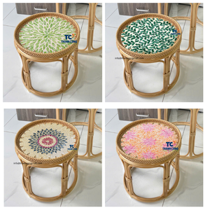 MESA DE RATTAN con incrustaciones de fregona superventas, mesa de acento bohemio moderna para muebles de hotel de casa de lujo, proveedor de Vietnam - Product Image 2