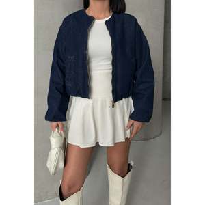 <b>Elasticated</b> Bomber Jacket 6198 - Slap-style Navy Blue - Product Image 3