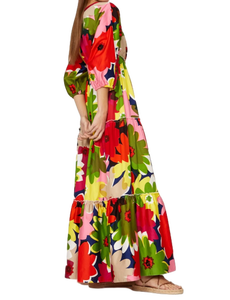 Vente à l'exportation de vêtements et accessoires Robe longue à fleurs multicolores avec des tailles personnalisées pour un look chic et moderne d'Inde - Product Image 3