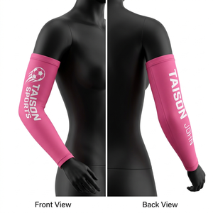 Manguitos de compresión para fútbol femenino, premium, 180 GSM, poliéster y elastano, transpirables, elásticos, color rosa, ajuste de compresión, estampado por sublimación personalizado - Product Image 1