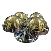 Réchauffeur de buffet rotatif 4 en 1 avec couvercle doré Réchaud intelligent pour hôtel restaurant restauration luxe or rond SS