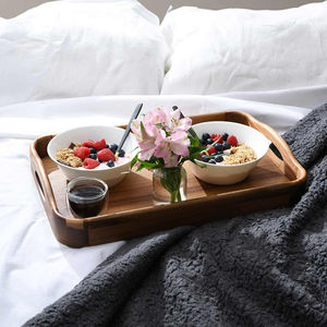 Plateau en bois nouveau Design épais teck bois utilisation pour le thé pain petit déjeuner Snack maison hôtel fournitures Restaurant plateaux de stockage bas prix - Product Image 2