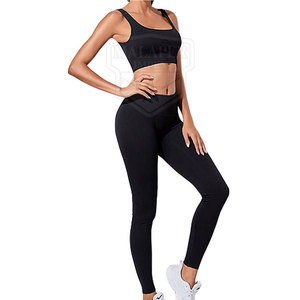 2025 nouveauté ensemble de Yoga d'entraînement sur mesure pour les femmes meilleur prix bas quantité minimale de commande Spandex/Polyester matériel motif solide - Product Image 1