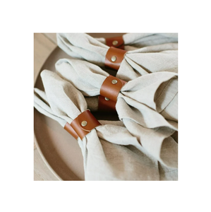 Rond de serviette en cuir de luxe cadeau en cuir décoration de table décor à la maison serviette couleur naturelle cuisine décorative - Product Image 1