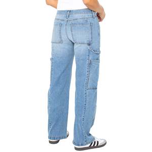 Venta caliente Pantalones de mujer holgados de pierna ancha pantalones Cargo Y2K ropa Casual Streetwear traje inferior pantalones de mezclilla para mujer Jeans - Product Image 4