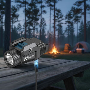 ไฟฉาย LED ขนาดเล็กแบบชาร์จได้ EZshoot 500 ลูเมนส์ โหมดไฟกระพริบ ตัวเรือนอะลูมิเนียม สำหรับป้องกันตัวในบ้าน ล่าสัตว์ ตั้งแคมป์ และใช้ในกรณีฉุกเฉิน - Product Image 4