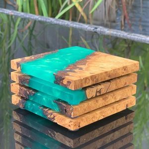 USANDO los posavasos de madera de nogal de resina para Deco casero Posavasos de madera de resina epoxi Posavasos de lujo personalizado para bebidas - Product Image 4