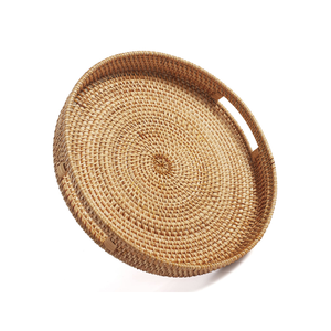 Meilleure vente plateau de service rond en rotin poignées plateau décoratif en bambou Table basse cuisine qualité supérieure surstocké Vietchoice - Product Image 6