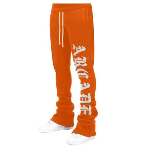 3D Custom Puff <b>Print</b> Stack Sweatpants Man Drawstring <b>Trousers</b> 100% Cotton French Terry Joggers <b>Men</b> Stacked Pants - Product Image 3