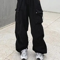 Street-Wear Plus-Size Rétro-Casual Loose-Wide Longed Pants Pantalon Cargo Respirant à la Mode d'Été pour Femmes
