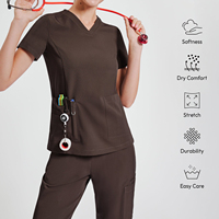 Chemisier de travail YUHONG pour femme, col en V, en tissu léger anti-rides, idéal pour l'hôpital
