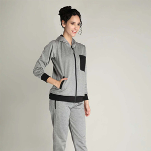 Nuevo Chándal Deportivo Gris para Mujer, Chándal de Forro Polar para Invierno, Color Sólido, Personalizable al por Mayor, Unisex - Product Image 3