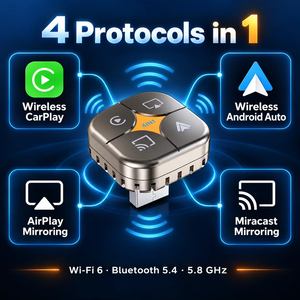 Adaptador Inalámbrico 4 en 1 para CarPlay, Android Auto, AirPlay y Miracast, Dongle para Sistema Multimedia de Auto con Cable de Fábrica, Conexión USB Plug and Play, 1 Año de Garantía - Product Image 4