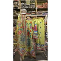 Conjunto de Traje de 3 Piezas para Mujer, Talla Grande, Largo, 100% Algodón Chifón Transpirable, SL00252