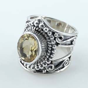 Navya <b>Craft</b> Women's Handmade 925 Sterling Silver <b>Ring</b> Citrine Oval Bezel Setting Gift for Women - Product Image 2