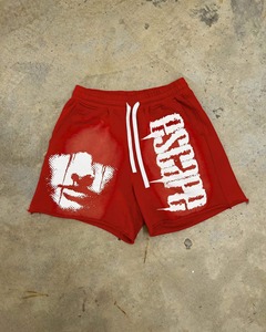 Personalizado de los hombres de verano de talla grande Jogger pantalones cortos de chándal de algodón de peso pesado francés Terry lavado ácido pantalones cortos de cintura doble - Product Image 6