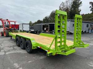 รถพ่วงบรรทุกแบบแบน 83x24 21K รุ่นใหม่ สำหรับงานหนัก แบบเพลาคู่ ระดับพื้นต่ำ สำหรับขนย้ายรถยนต์และเครื่องจักรก่อสร้าง - Product Image 5