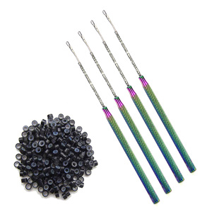 Best Quality stainless steel hair hook micro <b>ring</b> durable threading tool nano link hair extension hook hair pulling tool - Product Image 1