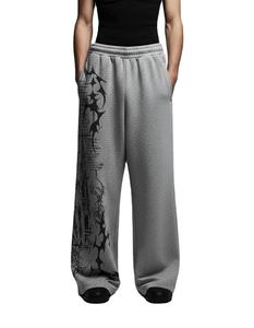 Pantalon de survêtement en coton, doublé de polaire, pantalon de survêtement d'hiver, pantalon de survêtement en tissu doux, pantalon de survêtement à taille élastique, poche latérale - Product Image 1