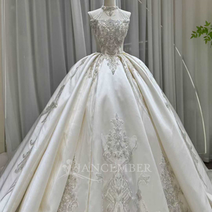 Lsoy024 Satin Princess <b>Wedding</b> Dress High-Grade Handmade Crystal Glitter Diamond Sequins Ball Gown Jancember - Product Image 4