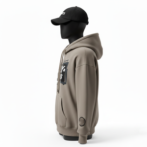 Sudadera con Capucha para Mujer, Algodón Premium GSM, Felpa de Poliéster, Color Taupe Sólido, Logotipo Personalizado con Serigrafía, Sudadera Básica para Mujer - Product Image 3