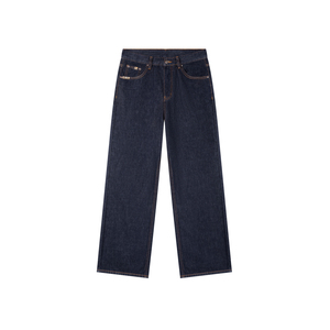 Jean en denim délavé coupe large avec broderie patchwork - Product Image 1