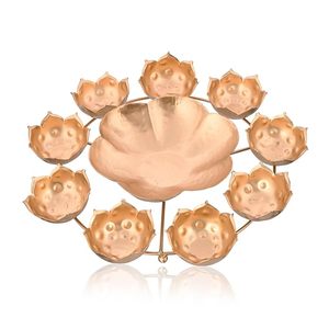 Affordable Luxury Modern <b>Home</b> and Festive Decoration Metal Craft Lotus Theme Diya Urli for Sale in Bulk - Product Image 2