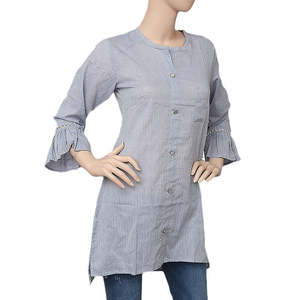 Chemise décontractée en coton mélangé imprimé pour femme Chase Value - Bleu clair - Product Image 1