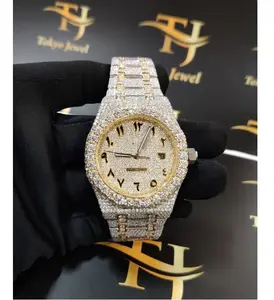 Mewah Premium VVS Moissanite berlian bertatahkan jam tangan es untuk pria wanita penjual produsen besar penjualan terbaik di India