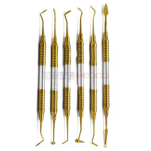 6 PCS Titanium Gold Coated Dental Composite <b>Resin</b> Filling Spatulas <b>Kit</b> Reusable <b>Resin</b> Filler Medic Instruments Set Professional - Product Image 2
