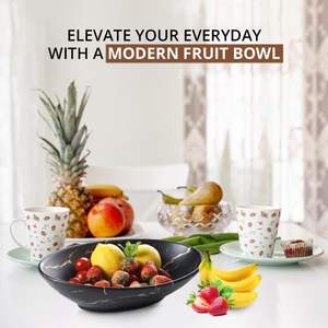 Elegante cuenco decorativo de mármol negro para la mesa del hogar, decoración navideña, centro de mesa, pieza de diseño moderno de alta calidad con estilo de lujo - Product Image 6