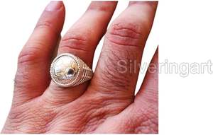 Bague pour homme, bague simple pour les amateurs de football, bague signet lourde, cadeau pour les fans, Noël, fabrication artisanale, bijoux personnalisés, bague en argent massif 925 - Product Image 3