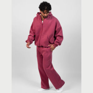 Ensemble de survêtement décontracté pour homme, hiver 2025, coupe évasée, 100% polyester, polaire, manches longues, capuche, pantalon, respirant, unisexe - Product Image 2