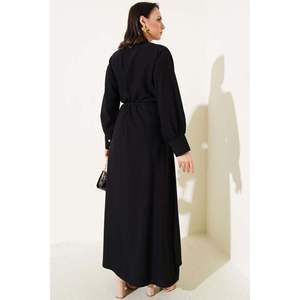 Robe Ceinturée en Corde Détaillée Noir - Product Image 2