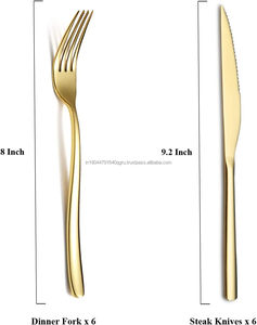 Premium Quality 18/10 Wedding Durable Gold Knife and Fork <b>Set</b> Stainless Steel <b>Flatware</b> <b>Set</b> - Product Image 3