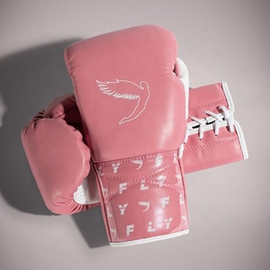 Nuevo Modelo de Guantes de Boxeo Rosados Personalizados Fly, Guantes de Sparring Profesionales de Cuero Vacuno Genuino con Cordones, Venta al Por Mayor - Product Image 1
