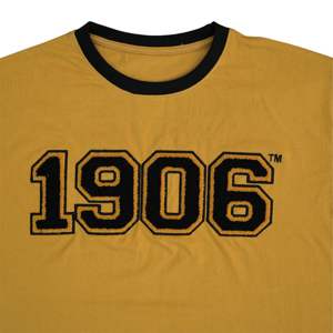 Old Gold Cotton Premium Ringer T-Shirt Hommes Fraternité Chemise à ourlet incurvé avec numéro de broderie en chenille Vêtements grecs noirs - Product Image 3