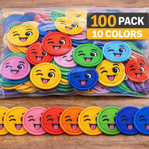 Lot de 100 écussons brodés visage souriant clignotant, couleur unie, thermocollants/à coudre pour sacs à dos, vêtements, chapeaux, jouets - Product Image 1