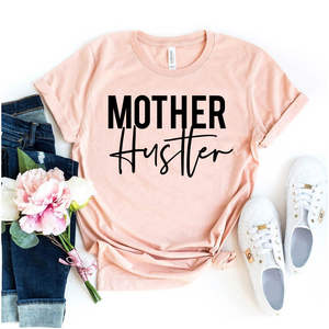 T-shirt vintage Mother Hustler en jersey de polyester respirant et doux, imprimé décontracté avec logo, coupe ajustée, tailles XS-XL, idéal pour l'été - Product Image 1