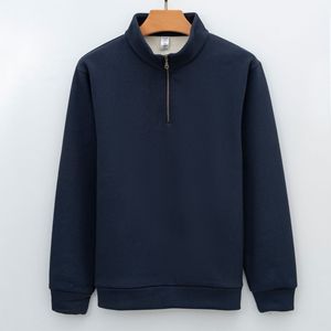 Sudadera de cuello redondo para hombre con logotipo personalizado OEM, sudadera holgada de 420g con cremallera - Product Image 2